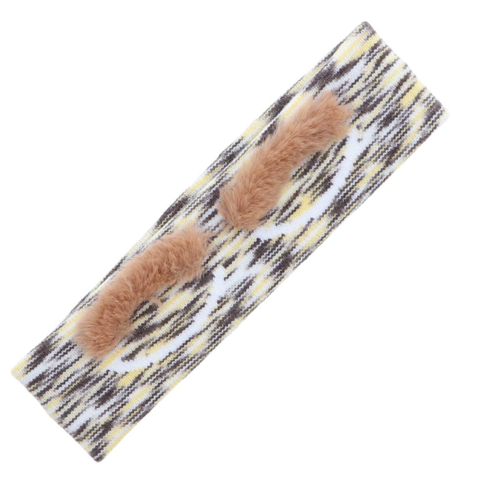 Motique Accessories Girls Stretchy Knit Headband With Eyes and Fuzzy Eyebrows-Yellow and White Motique Accessories Girls Stretchy Knit Headband With Eyes and Fuzzy Eyebrows-Yellow and White