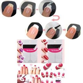 SIPLIV French Nail Tip Guide Heart Star Wave Smile Shapes Nail Stencil Stickers DIY Nail Art Nail Accessories 36 Style 24 Sheets with A Nail Art Set(5Pcs)