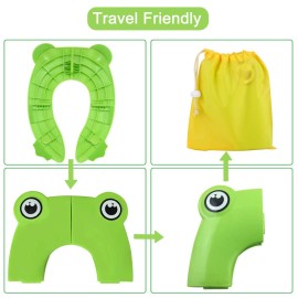 PandaEar Toilet Seat Cover | Folding Travel Toilet Seat for Children and Potty Training | Portable Silicone Toilet Seat for Toddlers, Boys & Girls with Non-Slip Silicone Pads