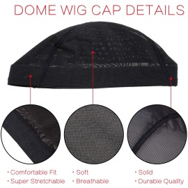 Tatuo 5 Pack Dome Caps Stretchable Spandex Wig Caps for Men Women(Clear Blank)