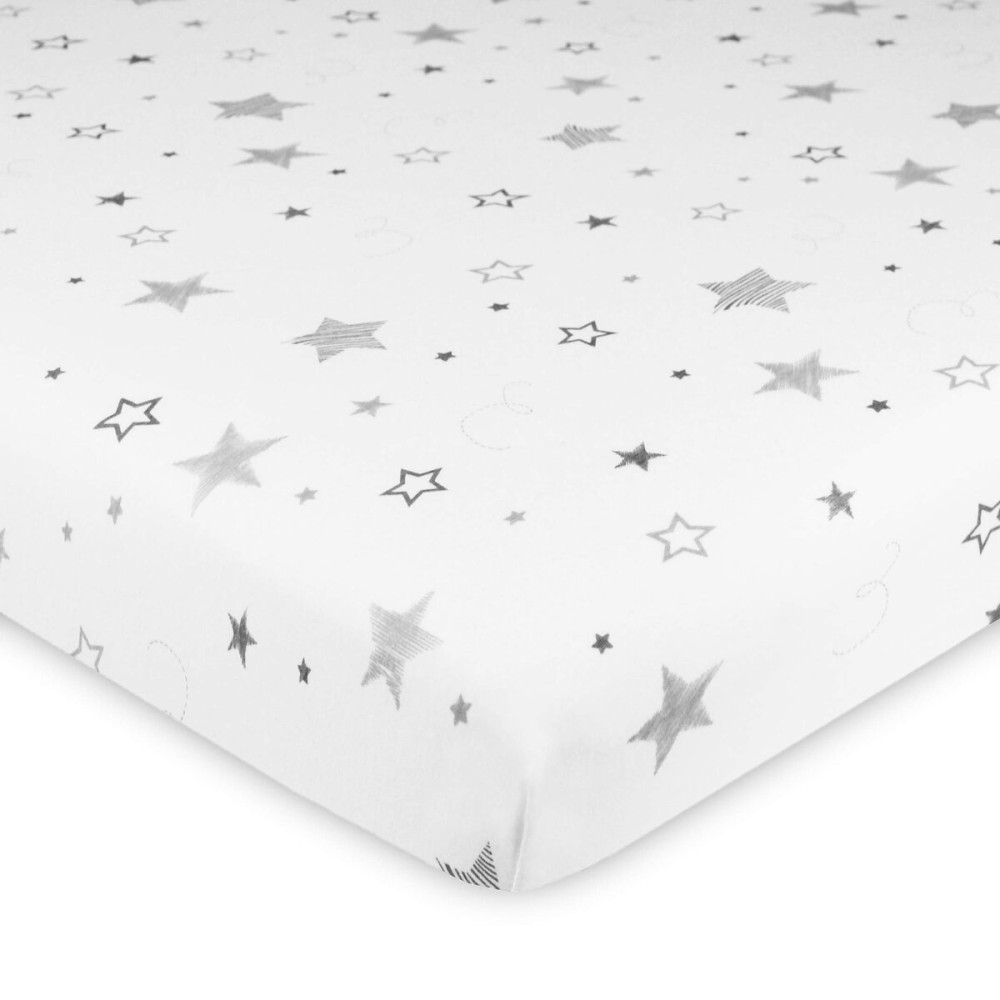 TL Care 100% Natural Cotton Fitted Mini Crib Sheet 38 x 24 - Soft & Breathable Small Nesting Portable Crib Sheet, Fits Pack N Play Mattresses, Super Stars, for Boys & Girls