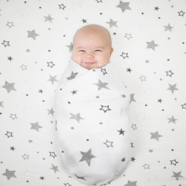TL Care 100% Natural Cotton Fitted Mini Crib Sheet 38 x 24 - Soft & Breathable Small Nesting Portable Crib Sheet, Fits Pack N Play Mattresses, Super Stars, for Boys & Girls