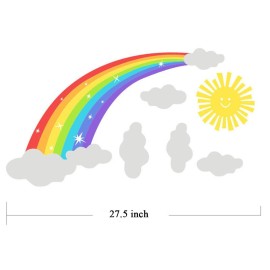 Bamsod Rainbow Kids Wall Stickers with Could and Sun Wall Decals Peel and Stick Removable Wall Stickers for Kids Nursery Bedroom Living Room 11.8\'\' x 27 \'\'