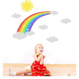 Bamsod Rainbow Kids Wall Stickers with Could and Sun Wall Decals Peel and Stick Removable Wall Stickers for Kids Nursery Bedroom Living Room 11.8\'\' x 27 \'\'