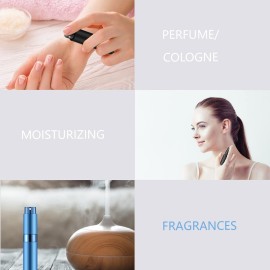 Lil Ray 8ml Portable Mini Perfume Atomizer(4 PCS)Refillable Empty Small Spray Bottle for Travel, Twist Tpye Pocket Cologne Sprayer (Matte Black, Pink, Blue, Silver)