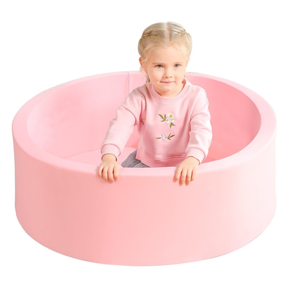 TRENDBOX Memory Foam Sponge Indoor Round Ball Pit (NO Balls) for Toddler Children (Light Pink)