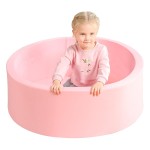 TRENDBOX Memory Foam Sponge Indoor Round Ball Pit (NO Balls) for Toddler Children (Light Pink)