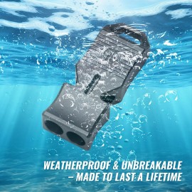 TACRAY Titanium Emergency Survival Whistle - Square Dual-Tube Design, Ultra-Loud 120+dB, Waterproof & Durable, EDC Safety Whistle for Camping, Hiking, Outdoor & Rescue (Gray)