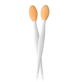 AKOAK 2 Pcs Silicone Head Double-Sided Cleaning Brush, Blackhead/Cutin/Pore Brush, Beauty and Skin Care Cleaning Tool (Orange)