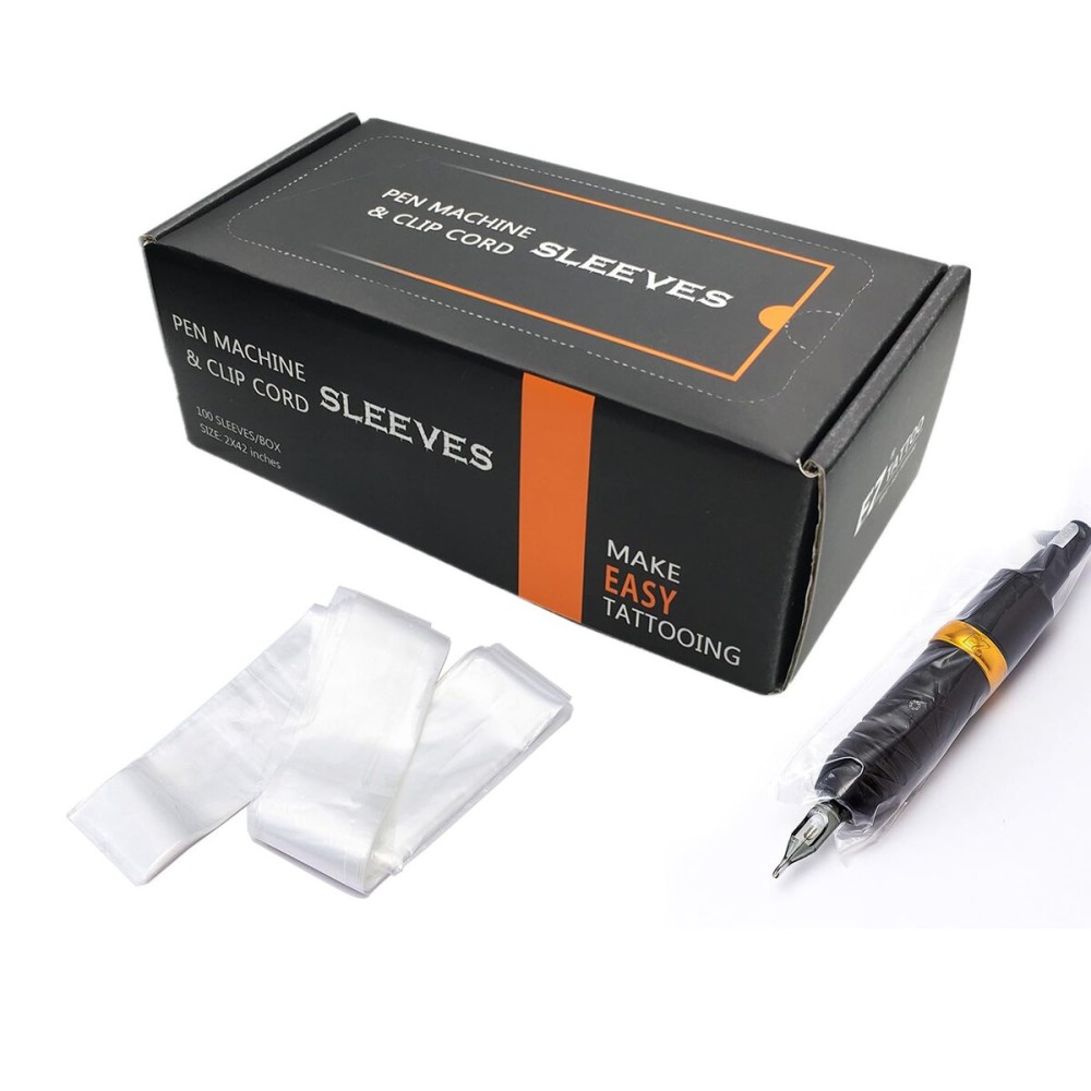 EZ Tattoo Clip Cord Covers - 100 Pcs Clip Cord Covers for Tattoo Machine, Clear Clip Cord Sleeves for Tattoo Machine Covers Wrap and Tattoo Equipment Supply