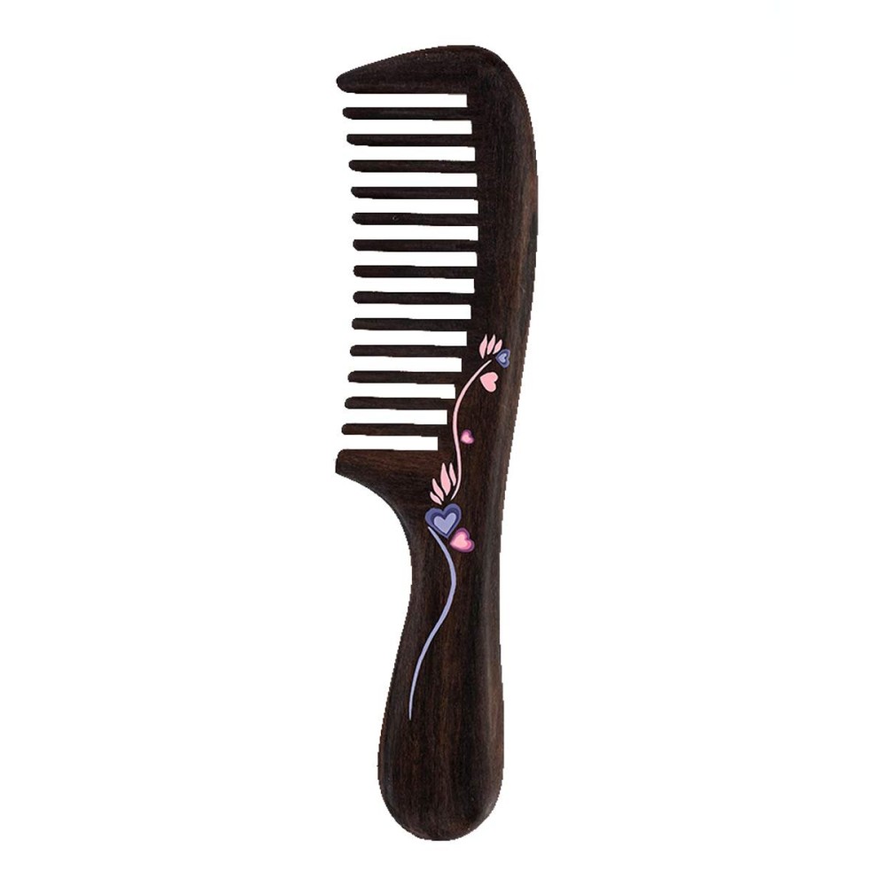 TAN MUJIANG Natural Wood Comb, Handmade Decorative women Hair Comb Tools Salon for Detangling and Styling Wet or Dry Curly, Thick, Wavy, or Straight Hair 7.1 Long Waist comb