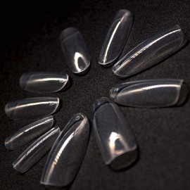 600 Pcs Full Cover Clear False Nails Oval Acrylic Home DIY Nail Art 10 Sizes