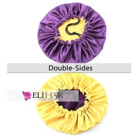 ELIHAIR Kids Bonnets Sleeping Caps Teens Toddler Child Baby Silky Satin Bonnet Night Cap Adjustable Reversible Double Layer Lavender/Yellow