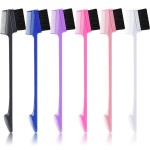 6 Pieces 3 in 1 Hair Edge Brush Double Sided Hair Comb Pack Smooth Brush Comb Grooming, 6 Colors