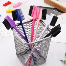 6 Pieces 3 in 1 Hair Edge Brush Double Sided Hair Comb Pack Smooth Brush Comb Grooming, 6 Colors 6 Pieces 3 in 1 Hair Edge Brush Double Sided Hair Comb Pack Smooth Brush Comb Grooming, 6 Colors