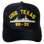 Artisan Owl United States Navy USS Texas BB-35 Aircraft Carrier Ship Emblem Patch Hat - Adjustable Baseball Cap (Navy Blue)