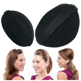 2 Pcs Black Bump It Up Sponge Volume Princess Hair Pads - Small and Large Fluffy Heightening Inserts for Half-up Hairstyles
