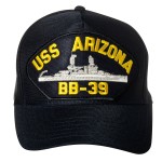 Artisan Owl United States Navy USS Arizona BB-39 Battleship Emblem Patch Hat - Adjustable Baseball Cap (Navy Blue)
