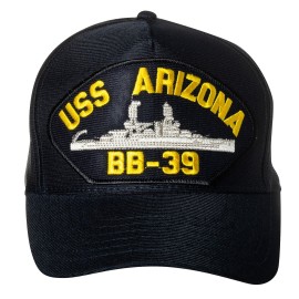 Artisan Owl United States Navy USS Arizona BB-39 Battleship Emblem Patch Hat - Adjustable Baseball Cap (Navy Blue)
