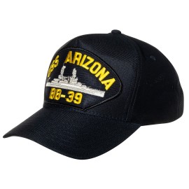 Artisan Owl United States Navy USS Arizona BB-39 Battleship Emblem Patch Hat - Adjustable Baseball Cap (Navy Blue)