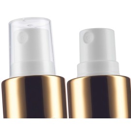 JUVITUS 4 oz Clear Natural Refillable Plastic Squeeze Bottle with Gold Metal Fine Mist Sprayer (12 Pack)