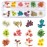 KISSBUTY 36 Colors Dried Flowers & Leaves Nail Art Set, 3D Applique Nail Decoration Sticker, Daisy, White, Pink, White with Yellow, Green