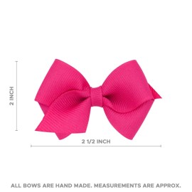 Wee Ones Girls\' Plain Wrap Classic Grosgrain Hair Bows on a WeeStay No-Slip Hair Clip, Handmade, Wee, Millennium Blue