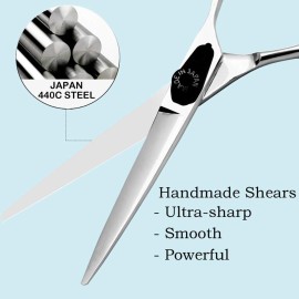 Moontay 6.0 Hair Cutting Shears, Professional Barber Styling Hairdressing Scissors, JP-440C Stainless Steel Salon Scissors, Silver Moontay 6.0 Hair Cutting Shears, Professional Barber Styling Hairdressing Scissors, JP-440C Stainless Steel Salon Scissors, Silver