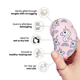 Tangle Teezer Original Detangler Brush, Dry & Wet Travel Size Mini Hair Brush, for Kids & All Hair Types, Unicorn Magic