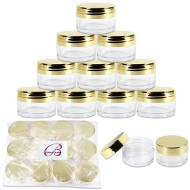 Beauticom 20g/20ml USA Acrylic Round Clear Jars with Lids for Lip Balms, Creams, Make Up, Cosmetics, Samples, Ointments and other Beauty Products (48 Pieces, Gold Lid (Flat Top)) Beauticom 20g/20ml USA Acrylic Round Clear Jars with Lids for Lip Balms, Creams, Make Up, Cosmetics, Samples, Ointments and other Beauty Products (48 Pieces, Gold Lid (Flat Top))