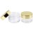 Beauticom 20g/20ml USA Acrylic Round Clear Jars with Lids for Lip Balms, Creams, Make Up, Cosmetics, Samples, Ointments and other Beauty Products (48 Pieces, Gold Lid (Flat Top))