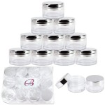 Beauticom 20g/20ml USA Acrylic Round Clear Jars with Lids for Lip Balms, Creams, Make Up, Cosmetics, Samples, Ointments and other Beauty Products (12 Pieces, Silver Lid (Flat Top))
