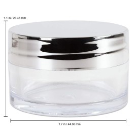 Beauticom 20g/20ml USA Acrylic Round Clear Jars with Lids for Lip Balms, Creams, Make Up, Cosmetics, Samples, Ointments and other Beauty Products (12 Pieces, Silver Lid (Flat Top))