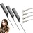 3 Pcs Rat Tail Combs Carbon Fiber Teasing Combs with Stainless Steel Pintail Heat Resistant with 6 Pcs Metal Alligator Curl Clips(Black)