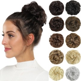 Rose bud Messy Bun Hair Pieces For Women Hair Bun Extension Updo Curly Messy Bun Scrunchie Dark Grey