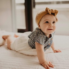 Parker Baby Cable Knit Nylon Headbands 5 Pack | Soft, Stretchy & Comfortable Bows for Girls | Adjustable, Soft to Touch & Knotted Headbands for Baby Girls | Baby Headwraps for Girls | Multiple Colors