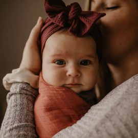 Parker Baby Cable Knit Nylon Headbands 5 Pack | Soft, Stretchy & Comfortable Bows for Girls | Adjustable, Soft to Touch & Knotted Headbands for Baby Girls | Baby Headwraps for Girls | Multiple Colors