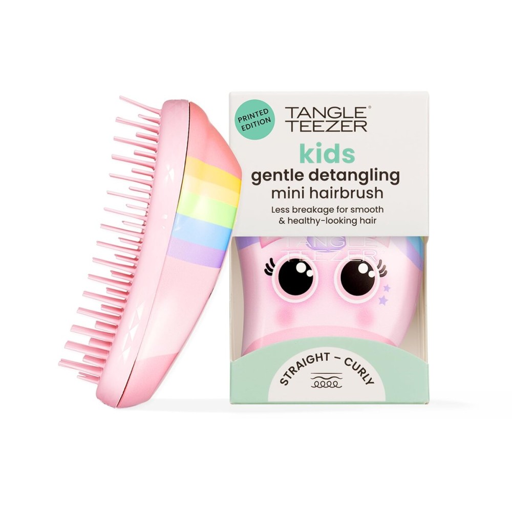 Tangle Teezer Original Detangler Brush, Dry & Wet Travel Size Mini Hair Brush, for Kids & All Hair Types, Rainbow The Unicorn