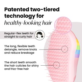 Tangle Teezer Original Detangler Brush, Dry & Wet Travel Size Mini Hair Brush, for Kids & All Hair Types, Rainbow The Unicorn