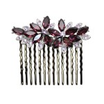 Faship Gorgeous Purple Rhinestone Crystal Floral Hair Comb