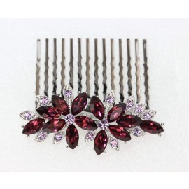 Faship Gorgeous Purple Rhinestone Crystal Floral Hair Comb