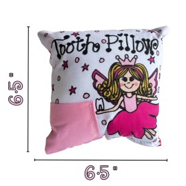 Bunnies and Bows Tooth Fairy Pillow Fairy with Petal Dress - 6.5 x 6.5 x 2 - Handmade in USA (Blonde Fairy)