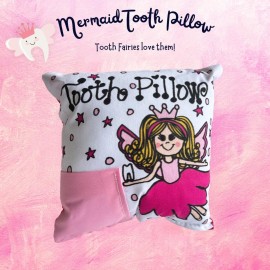 Bunnies and Bows Tooth Fairy Pillow Fairy with Petal Dress - 6.5 x 6.5 x 2 - Handmade in USA (Blonde Fairy)