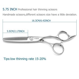 KINSARO Barber Scissors 5.75 Inch Hair Thinning Shears Professional Razor Edge 440c KINSARO Barber Scissors 5.75 Inch Hair Thinning Shears Professional Razor Edge 440c