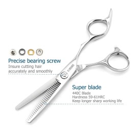 KINSARO Barber Scissors 5.75 Inch Hair Thinning Shears Professional Razor Edge 440c KINSARO Barber Scissors 5.75 Inch Hair Thinning Shears Professional Razor Edge 440c