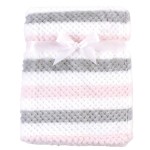 Hudson Baby Unisex Baby Plush Waffle Blanket, Pink Gray Stripe, One Size