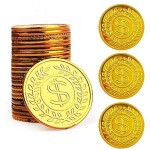 TCOTBE Pirate Gold Coins Plastic Set of 100,Play Gold Treasure Coins for Play Favor Party Supplies, Pirate Party, Treasure Hunt Game and Party Favors
