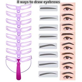 Eyebrow mold, 8 styles of eyebrow shape and eyebrow razor holder and 10 pieces of blade DIY beauty mold set shaping template, Shaping Templates,Eyebrow Stencils Reusable,DIY Makeup Tools