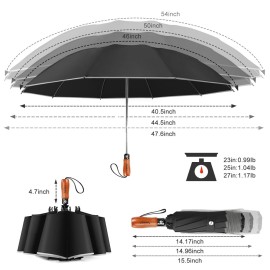 Lejorain Large Reverse Umbrella -50 Inch Windproof Folding Inverted Umbrella - Upside Down with Safety Reflective Strip Lejorain Large Reverse Umbrella -50 Inch Windproof Folding Inverted Umbrella - Upside Down with Safety Reflective Strip