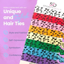 Sportybella Multicolored Music Hair Ties- Hair Accessories for Musicians, Duet Partner, Band Classmates & Singers. No Crease, No Tug Elastic Hair Ties Set. Ponytail Holders w/Music Note Design, 8pcs. Sportybella Multicolored Music Hair Ties- Hair Accessories for Musicians, Duet Partner, Band Classmates & Singers. No Crease, No Tug Elastic Hair Ties Set. Ponytail Holders w/Music Note Design, 8pcs.